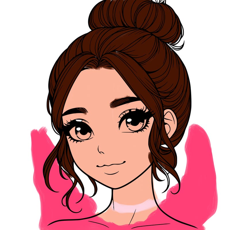 realistic pretty girl with hair in bun