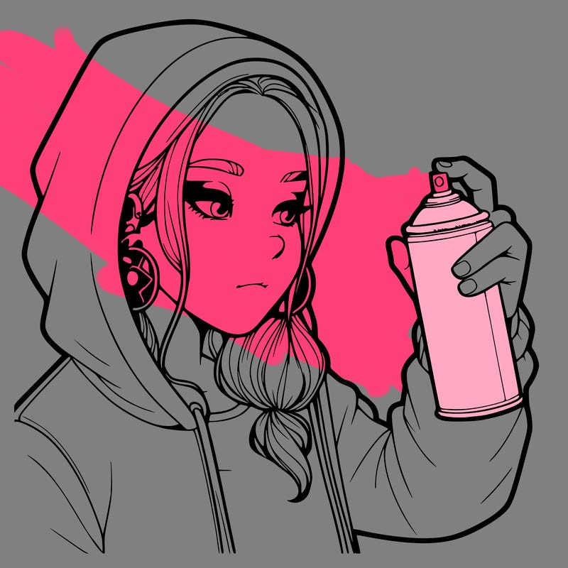 a realistic girl, spray painting
