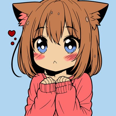 shy anime catgirl