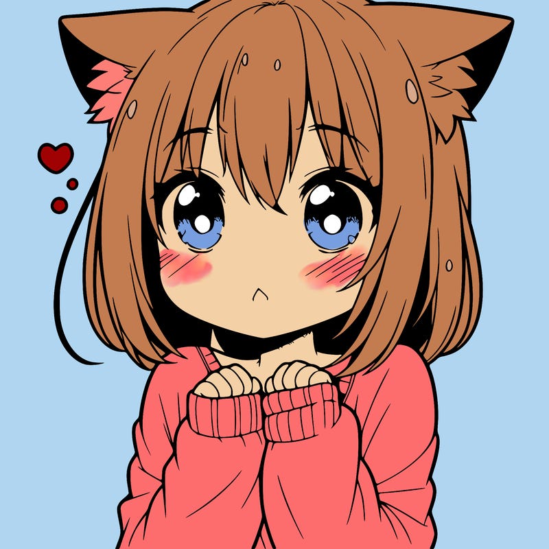 shy anime catgirl