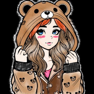 realistic girl in a animal pjs hoodie