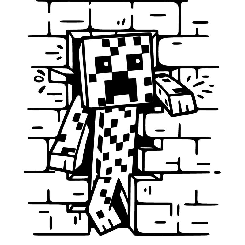minecraft creeper popping out of the wall