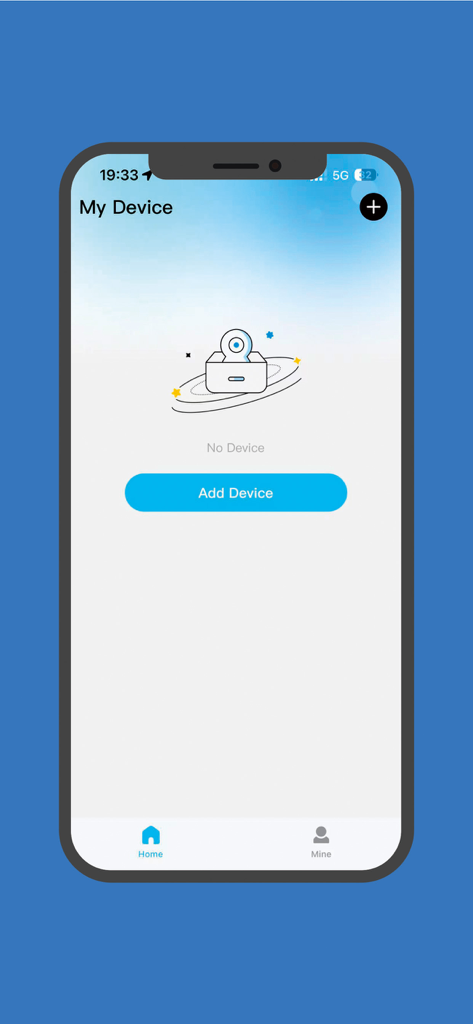 LooK Camera - The My Device interface of the LooK Camera app showing a button to add a new smart camera or appliance.