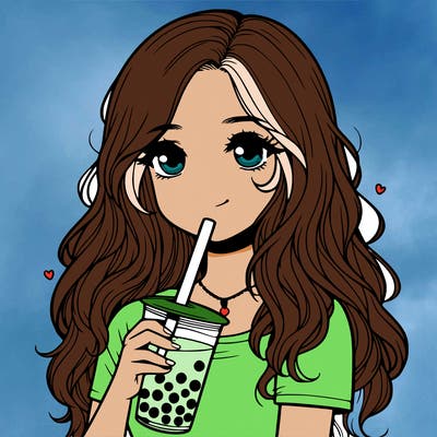 a realistic girl holding boba tea