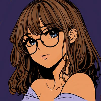 manga woman character with glasses and nice lips