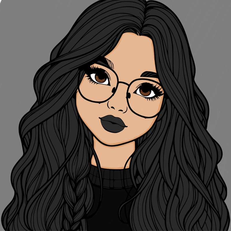 girl with long hair and freckles and glasses realistic