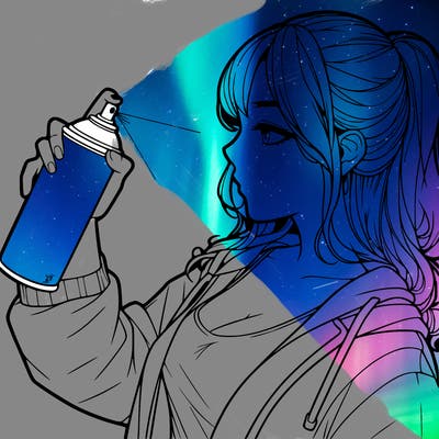 a realistic girl spray, painting