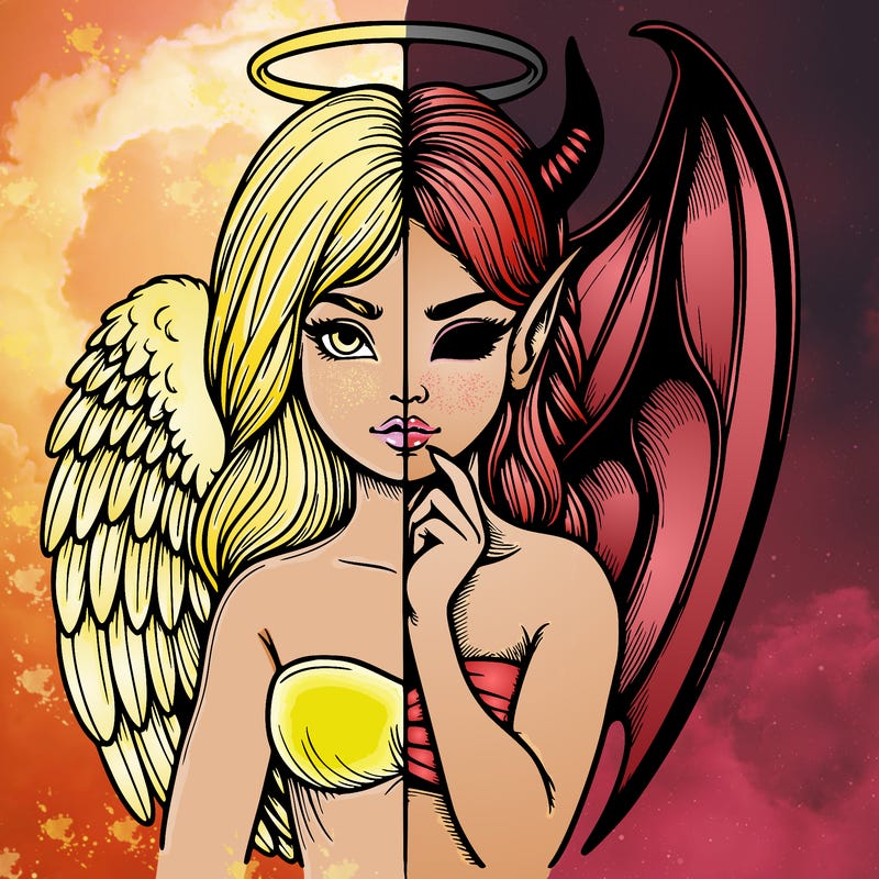 realistic angel half demon