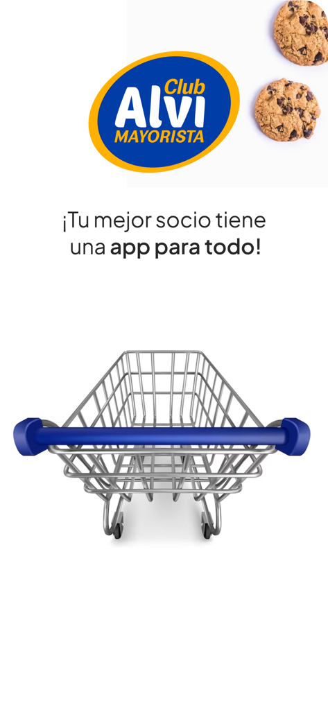 Club Alvi - Club Alvi wholesale app welcome screen featuring a shopping cart and brand logo