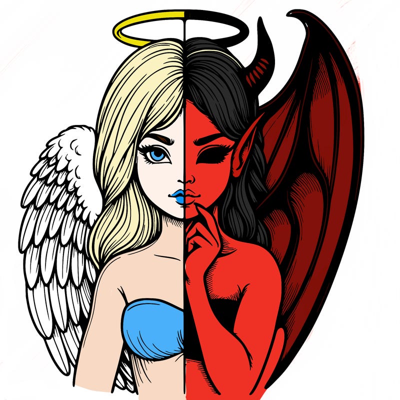 realistic angel half demon