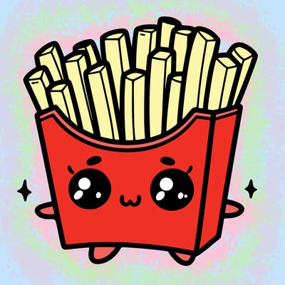 a cute. french fries