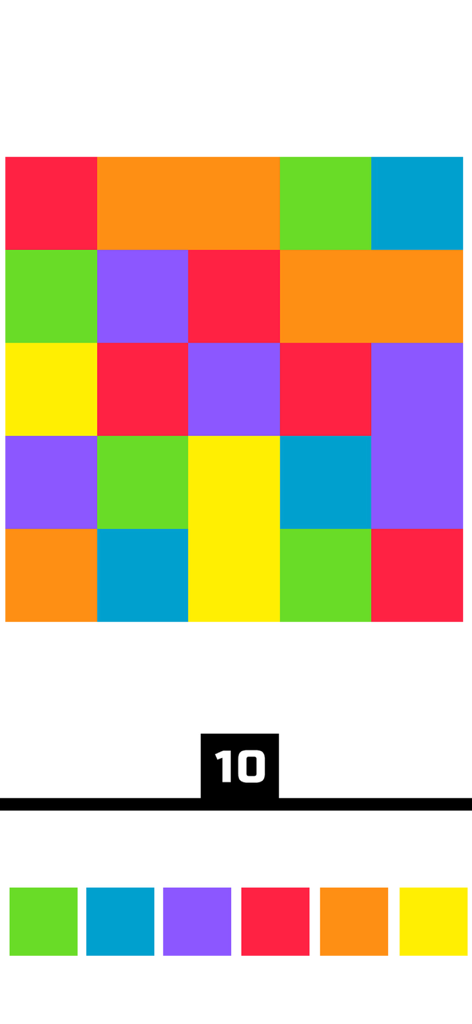 Tablero de rompecabezas de cuadrícula de color minimalista del juego Flood it Chroma