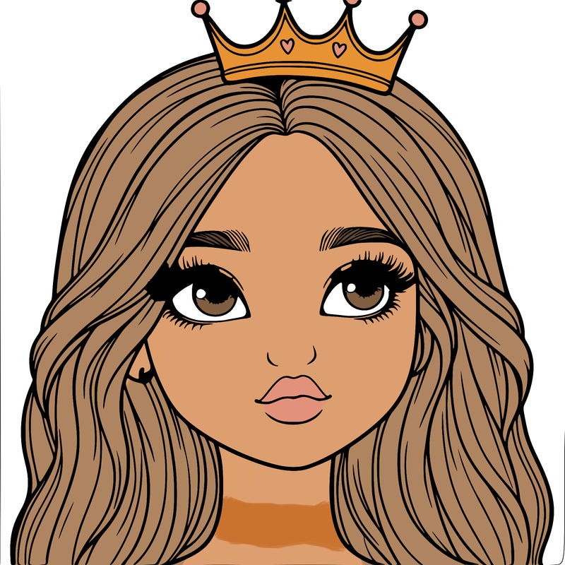 a realistic girl with a crown on