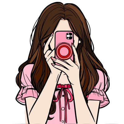 a realistic girl holding her phone taking pictures