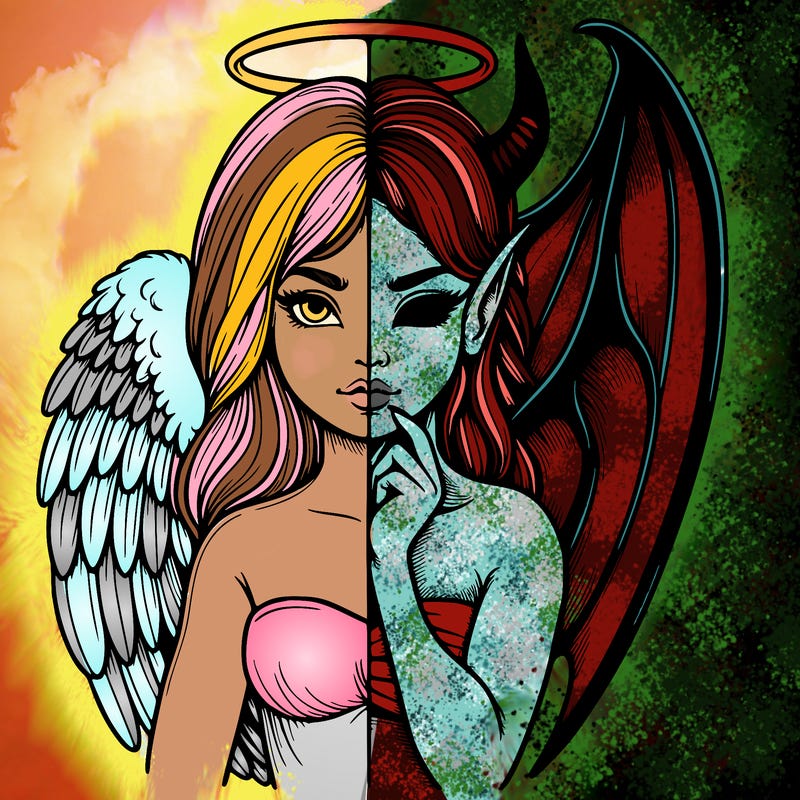 realistic angel half demon