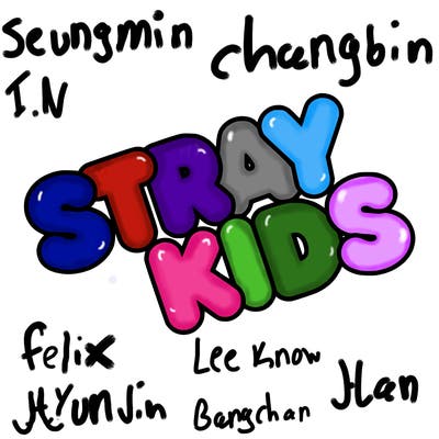 bubble letters saying stray kids