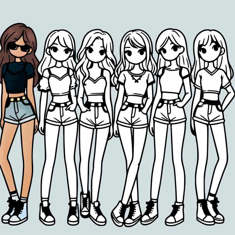 a group of girls wearing crop tops and shorts