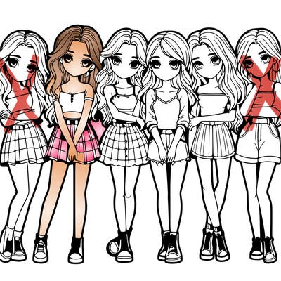 a group of girls realistic