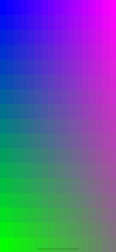 Patterns Mobile - Um padrão técnico de grade de cores para calibração de display e validação HDR.