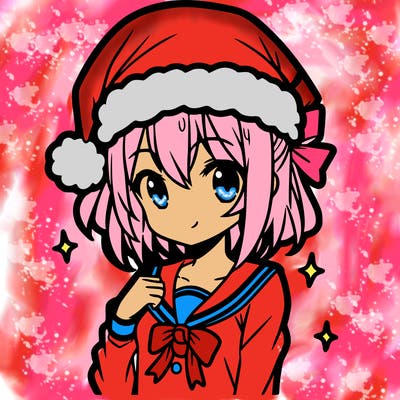 anime girl wearing a santa hat
