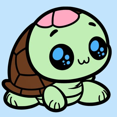 cute little animated turtle