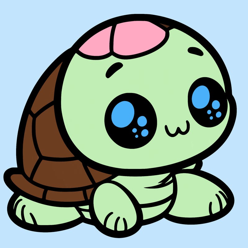 cute little animated turtle