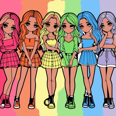 a group of girls realistic