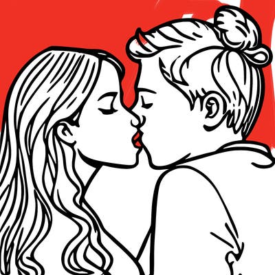 girlfriend and boyfriend kissing