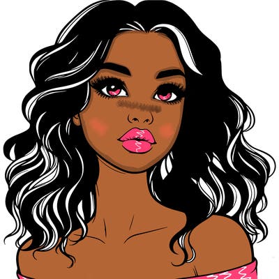 realistic girl with wavy hair and lips