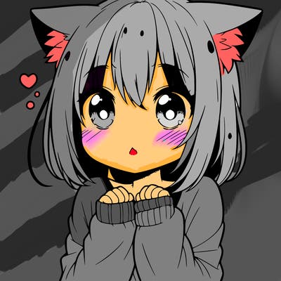 shy anime catgirl