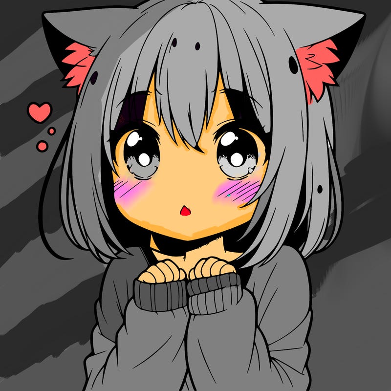 shy anime catgirl