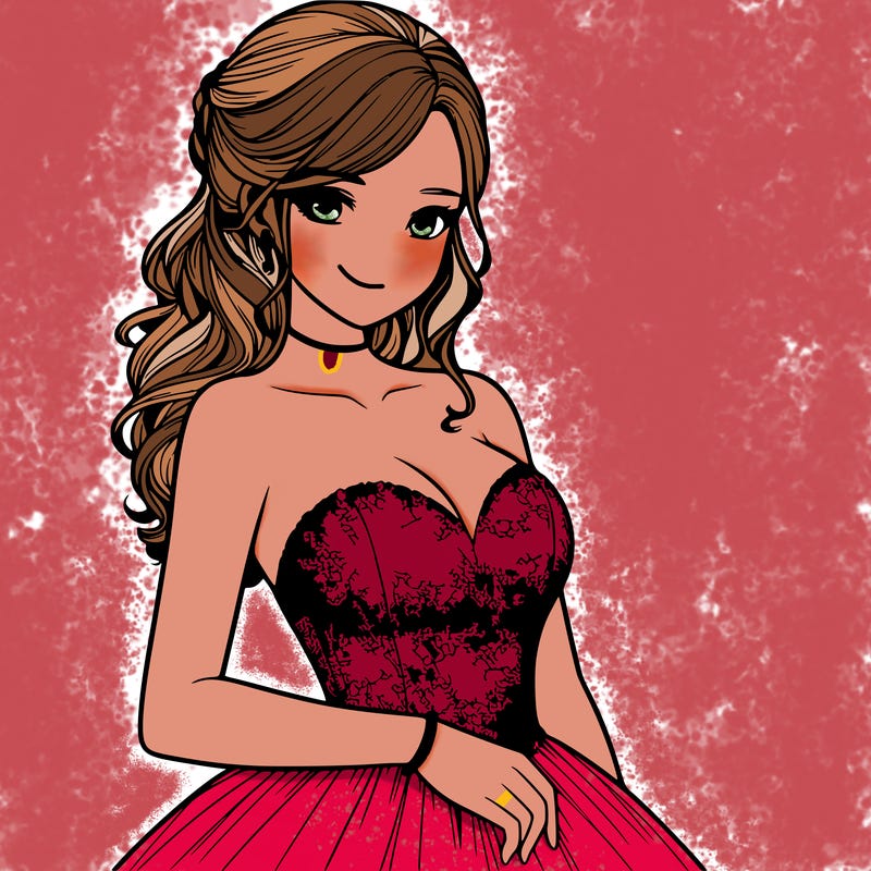 realistic girl in prom dress