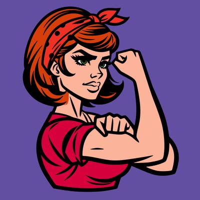 strong woman with a 60s american ad style