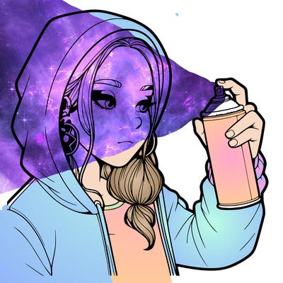 a realistic girl, spray painting