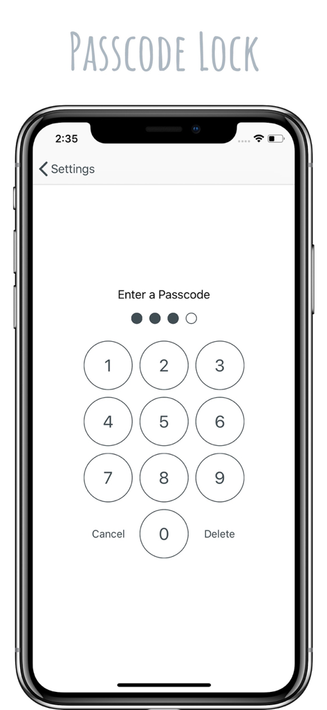 Passcode lock screen for the inlove app featuring a numeric keypad for secure privacy.
