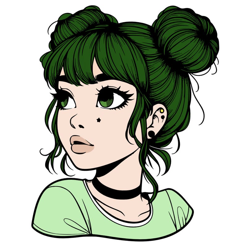 realistic girl with spacebuns