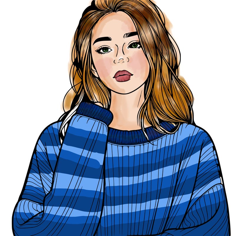 a realistic teenage girl with a over sized sweater