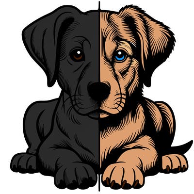 realistic dog split picture