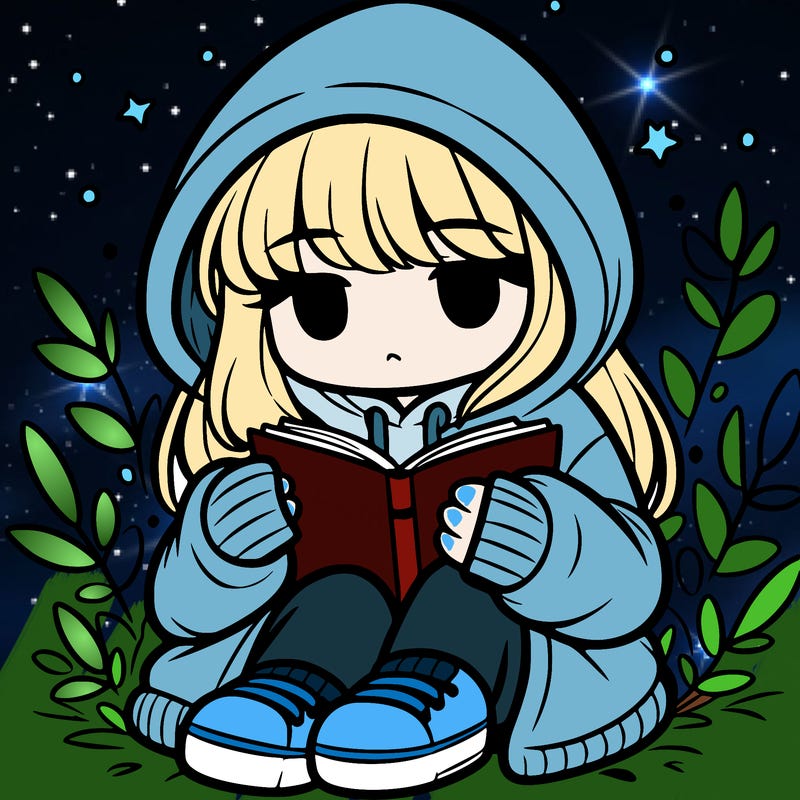 girl in oversized hoodie reading a book