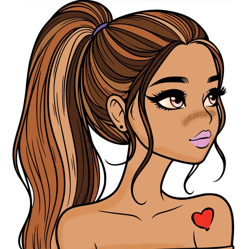 a beautiful and realistic girl with a high pony tail