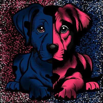 realistic dog split picture