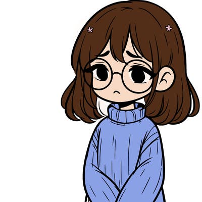 sad girl with glasses in a sweater