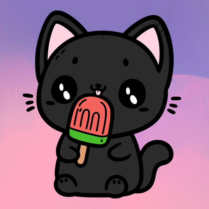 cute cat eating a popsicle