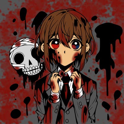 horror, yander anime, blood