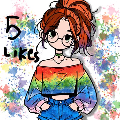 girl with a messy ponytail glasses a baggy crop top and jean shorts