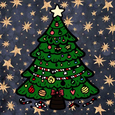 christmas tree with lots of details