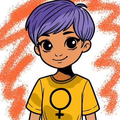 girl with pixie cut and feminist shirt