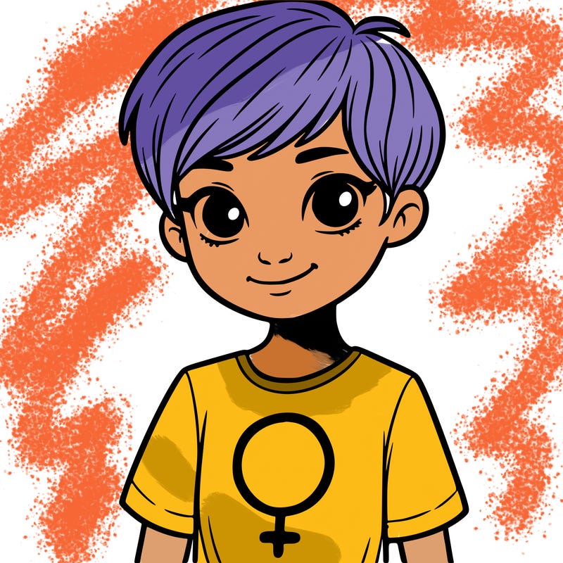 girl with pixie cut and feminist shirt