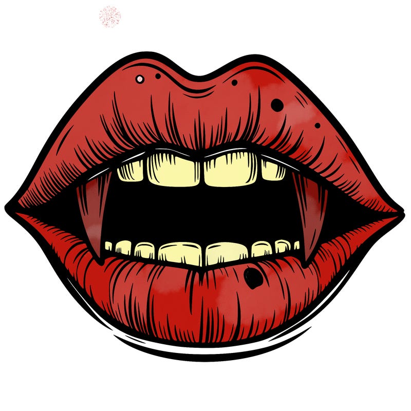 lips with vampire teeth