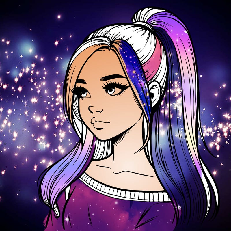 realistic girl with a high ponytail